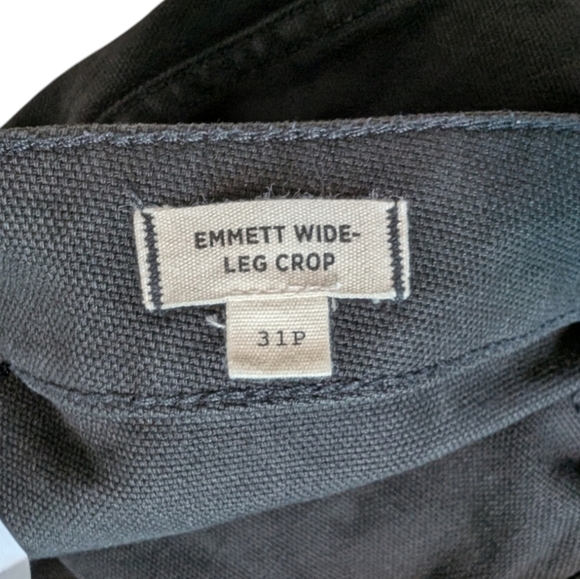 Madewell Emmett Pant Wide-Leg Crop Stretch Cotton Black Canvas Women’s Size 31P - Picture 7 of 11
